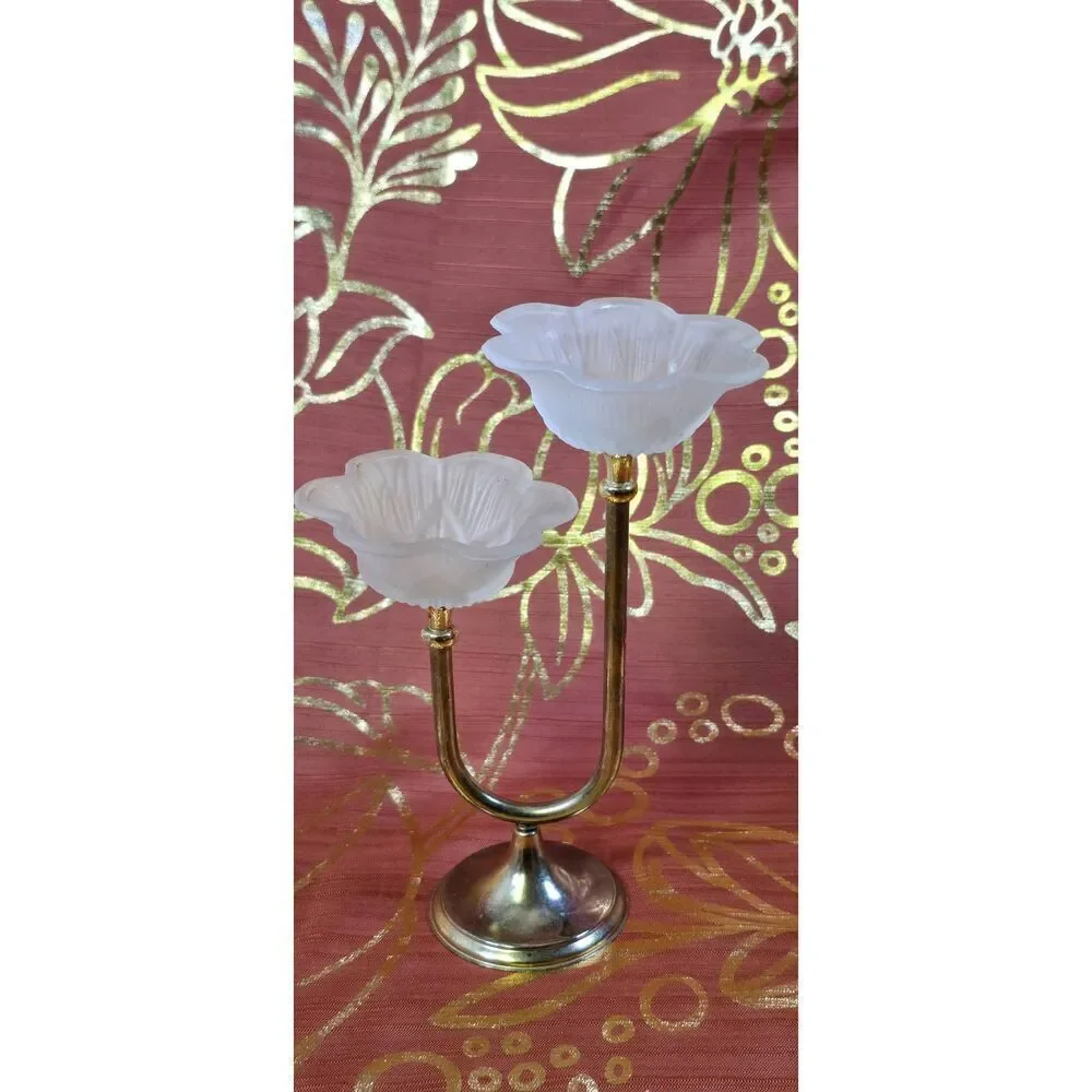 Petunia Floral Gold Taper Candle Holder